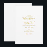 Einfache Lässige Hochzeitsfeier Einladung<br><div class="desc">Diese lässige Hochzeitseinladung aus Gold ist perfekt für Ihre moderne,  minimalistische Weiß- und Goldhochzeit. Das Design besticht durch minimalen zeitgenössischen Gold-Schriftart,  begleitet von formaler Kalligraphie. Behalt es so,  wie es ist,  oder wählen Sie es mit Ihren eigenen Kunstwerken oder Fotos zu personalisieren!</div>