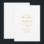 Einfache Lässige Hochzeitsfeier Einladung<br><div class="desc">Diese lässige Hochzeitseinladung aus Gold ist perfekt für Ihre moderne,  minimalistische Weiß- und Goldhochzeit. Das Design besticht durch minimalen zeitgenössischen Gold-Schriftart,  begleitet von formaler Kalligraphie. Behalt es so,  wie es ist,  oder wählen Sie es mit Ihren eigenen Kunstwerken oder Fotos zu personalisieren!</div>