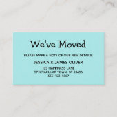 Einfache, Lässige, türkisfarbene "We ve Moved"-Kar Visitenkarte (Vorderseite)
