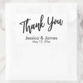 Einfache Lässige Typografie Danke Black & White Rechteckiger Aufkleber (Tasche)