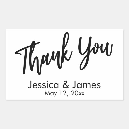 Einfache Lässige Typografie Danke Black & White Rechteckiger Aufkleber (Vorderseite)