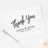 Einfache Lässige Typografie Danke Black & White Rechteckiger Aufkleber (Umschlag)