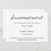 Einfache, Lässige vertagte Hochzeitsankündigung Einladung (Vorne/Hinten)