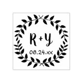 Einfache Laurel Wreath Rustic Wedding Monogram Dat Gummistempel (Prägung)