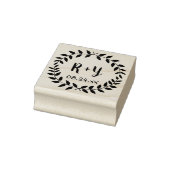 Einfache Laurel Wreath Rustic Wedding Monogram Dat Gummistempel (Stempel)