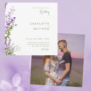 Einfache Lavendel-Foto-Quadrat-Hochzeit Weiß