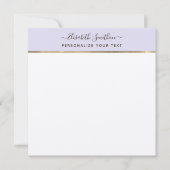 Einfache Lavendel & Gold Minimal Personal Statione Mitteilungskarte (Vorderseite)