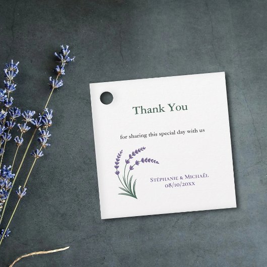 Einfache Lavendel-Hochzeit Danke Geschenkanhänger