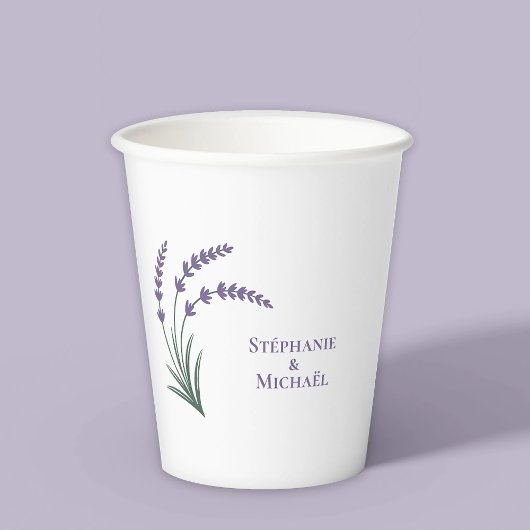 Einfache Lavendel-Hochzeit Pappbecher
