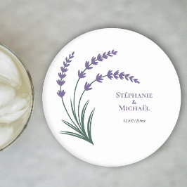 Einfache Lavendel-Hochzeit Runder Pappuntersetzer