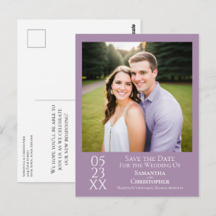 Einfache Lavendel-Hochzeit - Save-the-Date-Foto Postkarte