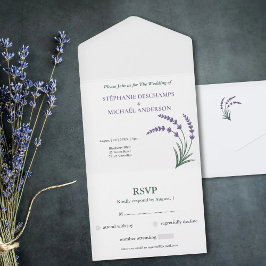 Einfache Lavendel-Hochzeits-RSVP All In One Einladung