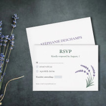 Einfache Lavendel-Hochzeits-RSVP-Karte