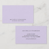 Einfache Lavendel Lila Linen Beruflich Visitenkarte (Vorne/Hinten)