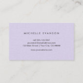 Einfache Lavendel Lila Linen Beruflich Visitenkarte (Rückseite)