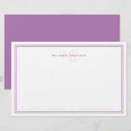 Einfache Lavendel Minimalistisch Monogramm Zwei Gr Briefpapier