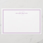 Einfache Lavendel Minimalistisch Monogramm Zwei Gr Briefpapier (Vorderseite)