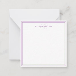 Einfache Lavendel Minimalistisch Monogramm Zwei Gr Mitteilungskarte