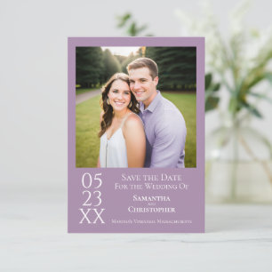 Einfache Lavendel Moderne Minimalistische Foto Hoc Save The Date
