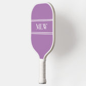 Einfache Lavendel und Weiß Mit Monogramm Pickleball Schläger (Links)