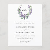 Einfache Lavendel Veilchen Hochzeitsfeier (Vorderseite)