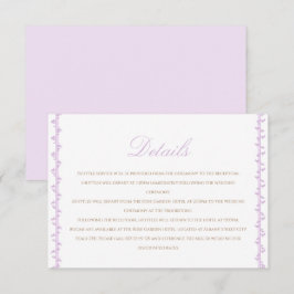 Einfache Lavendel Wappen Hochzeitsdetails Begleitkarte