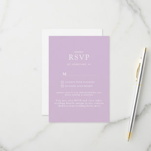 Einfache Lavendel-Website-Hochzeits-RSVP RSVP Karte