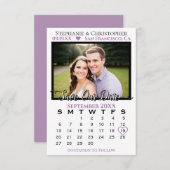 Einfache Lavendel & White Kalender & Foto Hochzeit Save The Date (Vorne/Hinten)
