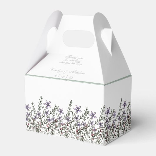 Einfache Lavendel-Wildblume Hochzeit Geschenkschachtel (Rückseite)