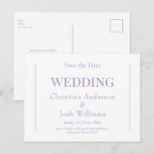 Einfache Lavendelhochzeit Das Datum Postkarte spei (Vorne/Hinten)