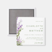 Einfache Lavendelhochzeit Rettete unser Datum Magnet (Vorderseite/Rückseite)