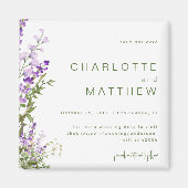 Einfache Lavendelhochzeit Rettete unser Datum Magnet (Vorne)