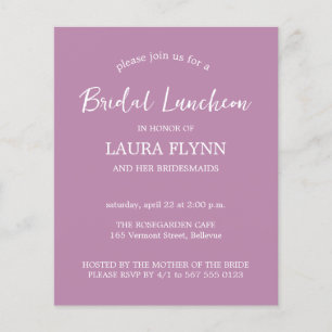 Einfache Lavender Budget Bridal Luncheon Einladung Flyer
