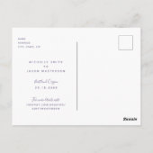 Einfache Lavenderhochzeit Das Datum speichern Postkarte (Rückseite)