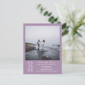 Einfache LavenderWedding Save the Date Foto Postkarte (Stehend Vorderseite)