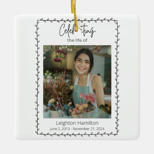 Einfache Leaf-Beerdigung - Lebensfeier Keramikornament (Vorderseite)