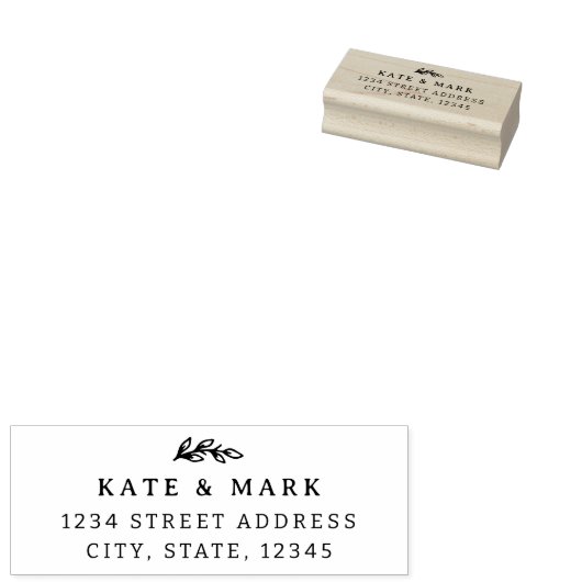 Einfache Leaf-Hochzeit-Rücksendeadresse Gummistempel (Stempel)