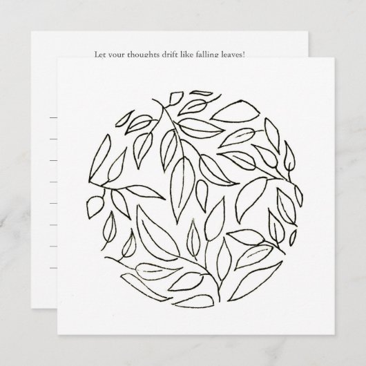 Einfache Leaf-Kontur-Karten mit Journal Einladung (Vorne/Hinten)