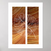 Einfache Leaf Line Art Kontur Rich Holz Hintergrun Poster (Vorne)