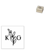 Einfache Leaf-Monogramm Gummistempel (Stempel)