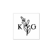 Einfache Leaf-Monogramm Gummistempel (Prägung)