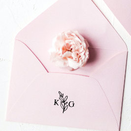 Einfache Leaf-Monogramm Gummistempel
