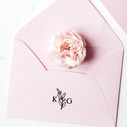 Einfache Leaf-Monogramm Gummistempel