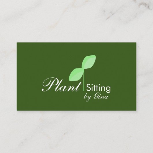 Einfache Leaf-Pflanze-Sitting-Logo-Visitenkarte Visitenkarte (Vorderseite)