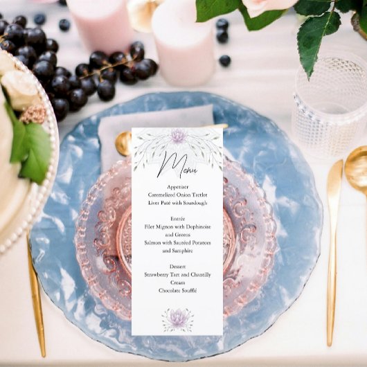 Einfache Leaf & Pink Lotus mit Mandala Wedding Menükarte