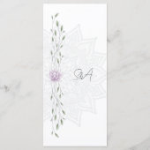 Einfache Leaf & Pink Lotus mit Mandala Wedding Menükarte (Rückseite)