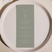 Einfache Leaf Sage Green Wedding Dinner Flat Menu Menükarte