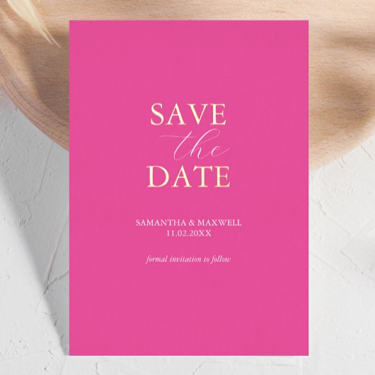 Einfache, lebendige Rosa Save the Date Hochzeit Folieneinladung