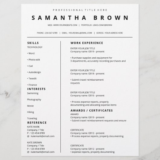 Einfache Lebenslauf-Vorlage moderne cv (Rückseite)