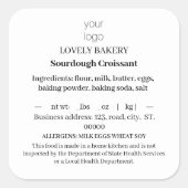 Einfache Lebensmittelkennzeichnungen für Hütten Quadratischer Aufkleber (Vorderseite)